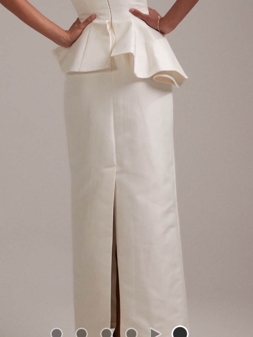 ASOS Cream Maxi Peplum Skirt with Front Slit